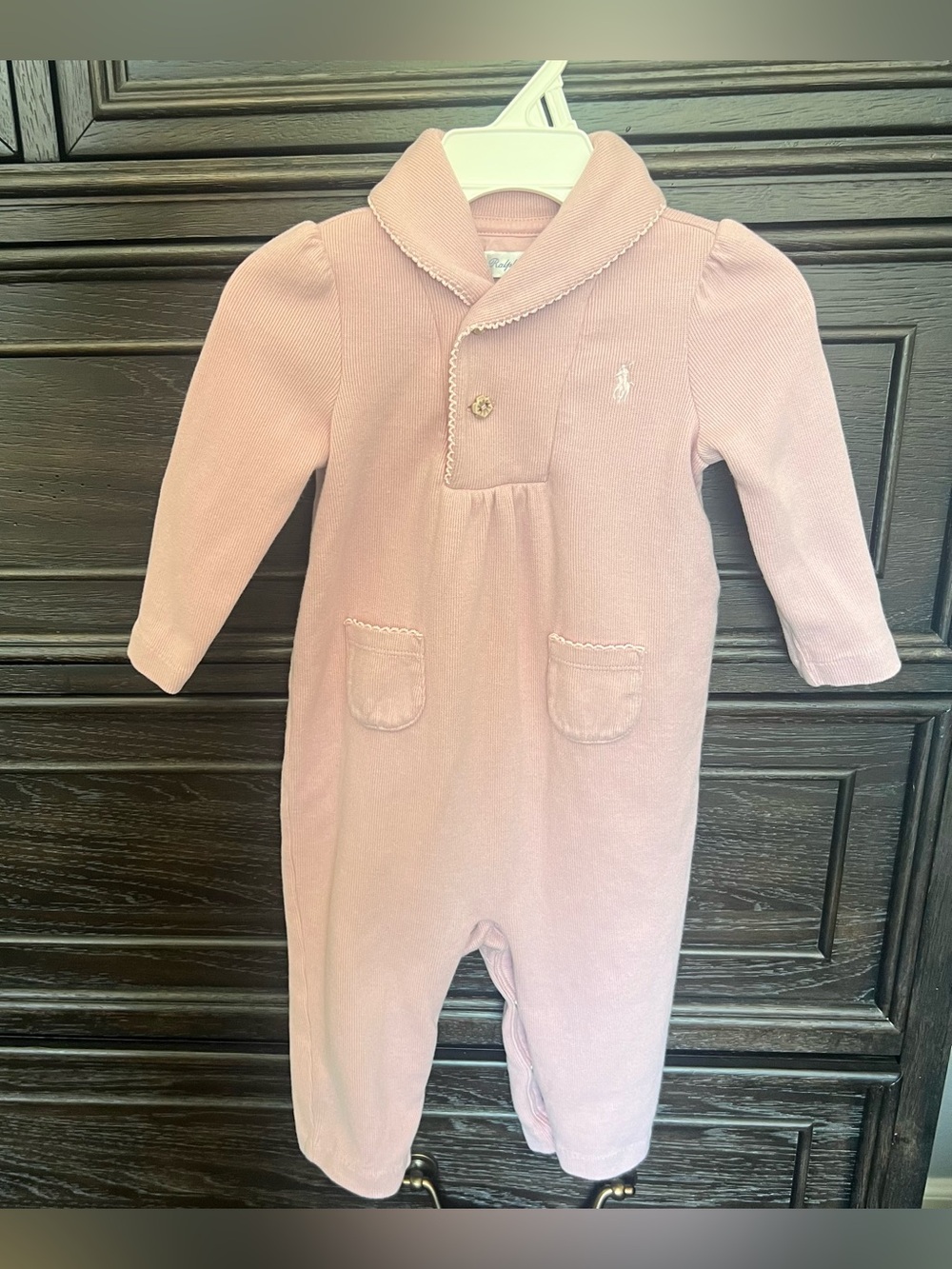 Ralph Lauren Pale Pink Long-Sleeve One-Piece Jumper